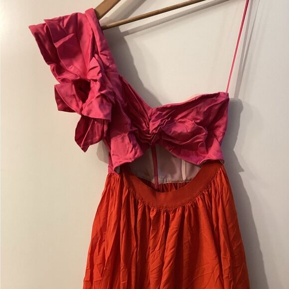 AMUR RTR Pink Red Cleopatra Pleated Dress - Picture 9 of 15